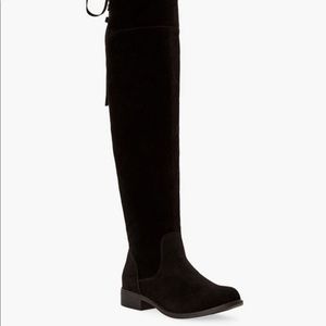 Size 8.5 Black thigh high boots NEVER WORN!!